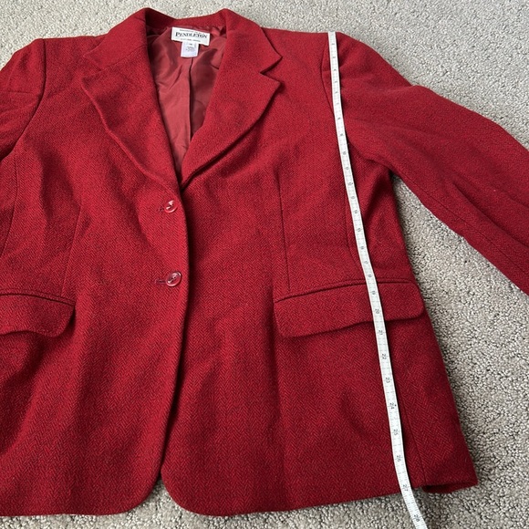 Pendleton Vintage Wool 2 Button Blazer Rich Red Business Jacket Holiday 16 USA - Picture 6 of 10